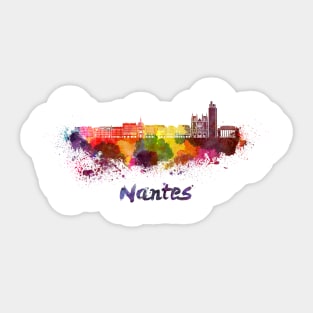 Nantes skyline in watercolor Sticker